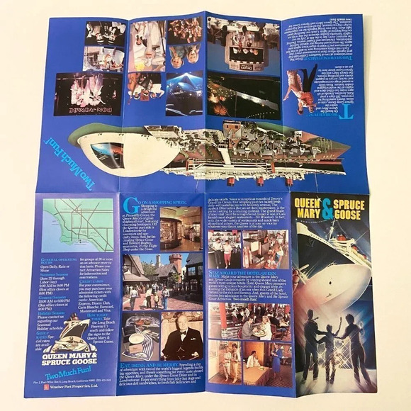 Vintage 80s Queen Mary and the Spruce Goose Brochures Pamphlets Guide Map - Picture 5 of 16